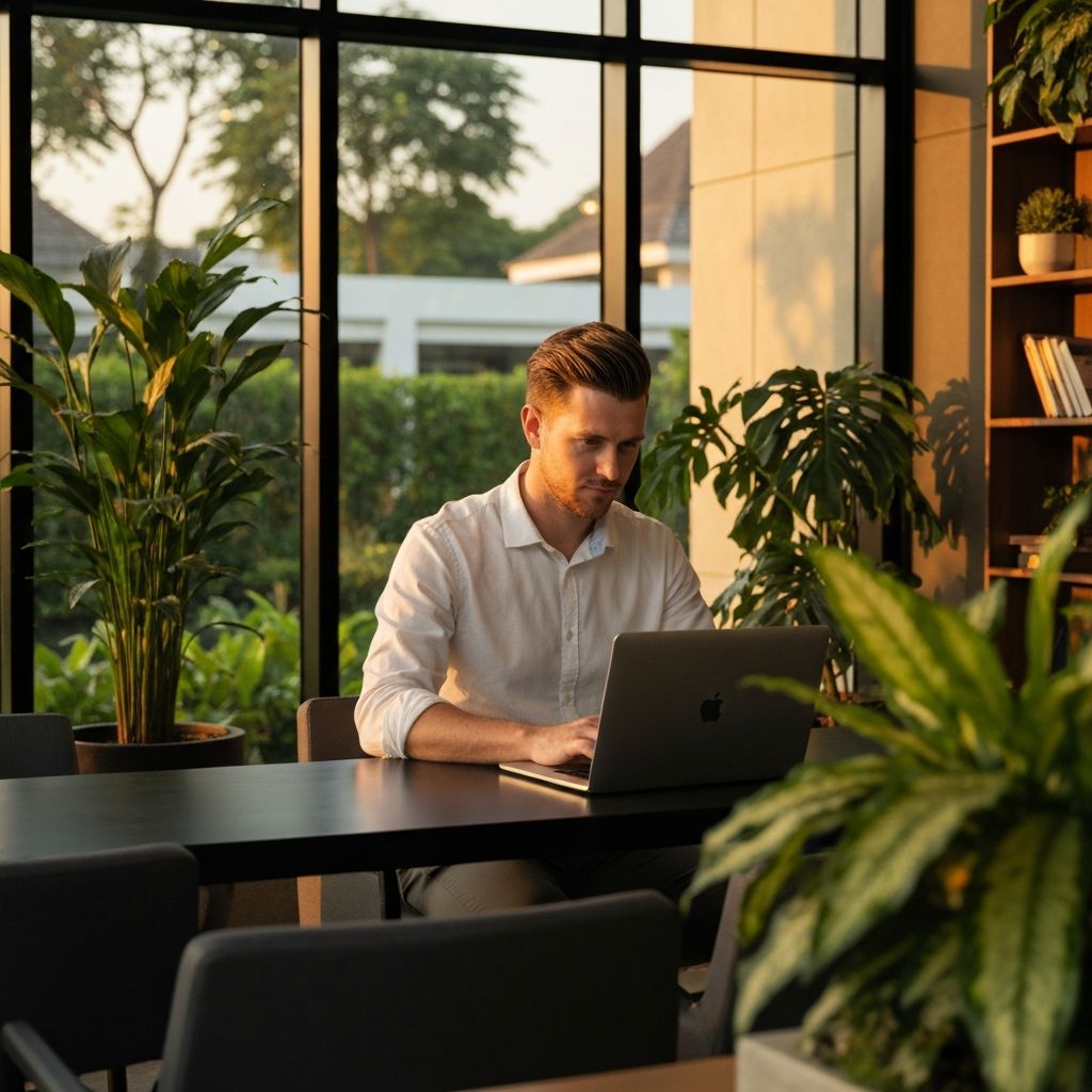 Digital nomad working remotely in Thailand